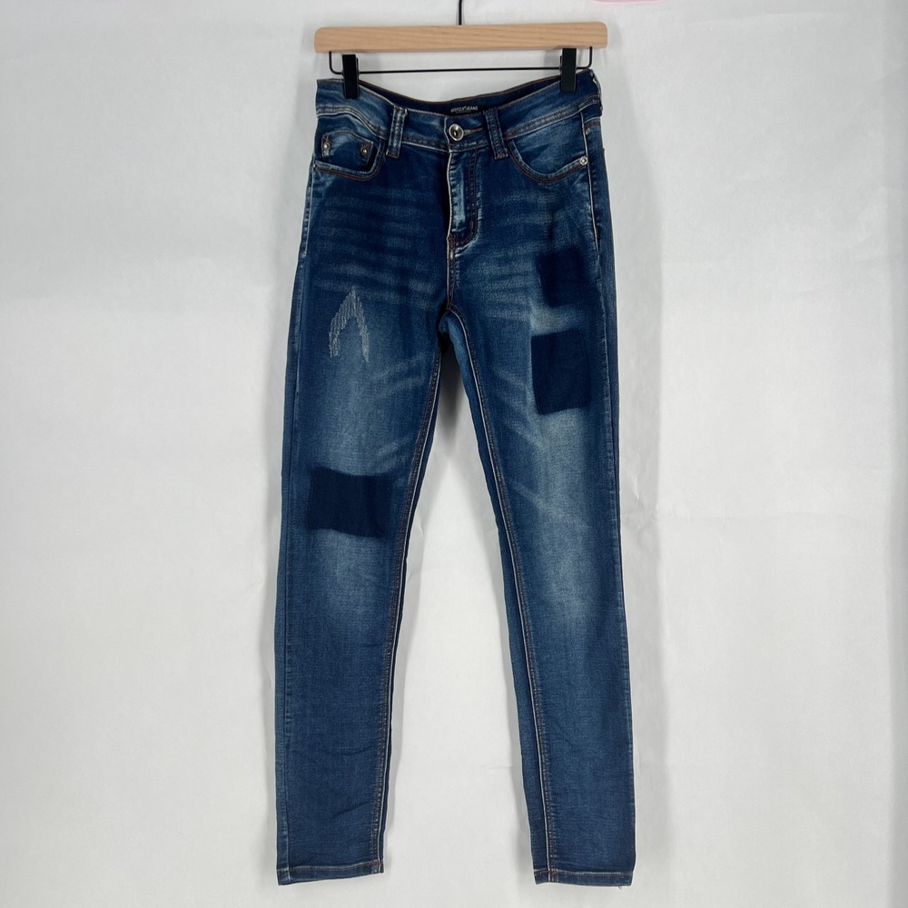 Redfox‎ Jeans Womens 5 Blue Denim Cotton Stretch Mid Rise Medium Wash Distressed
